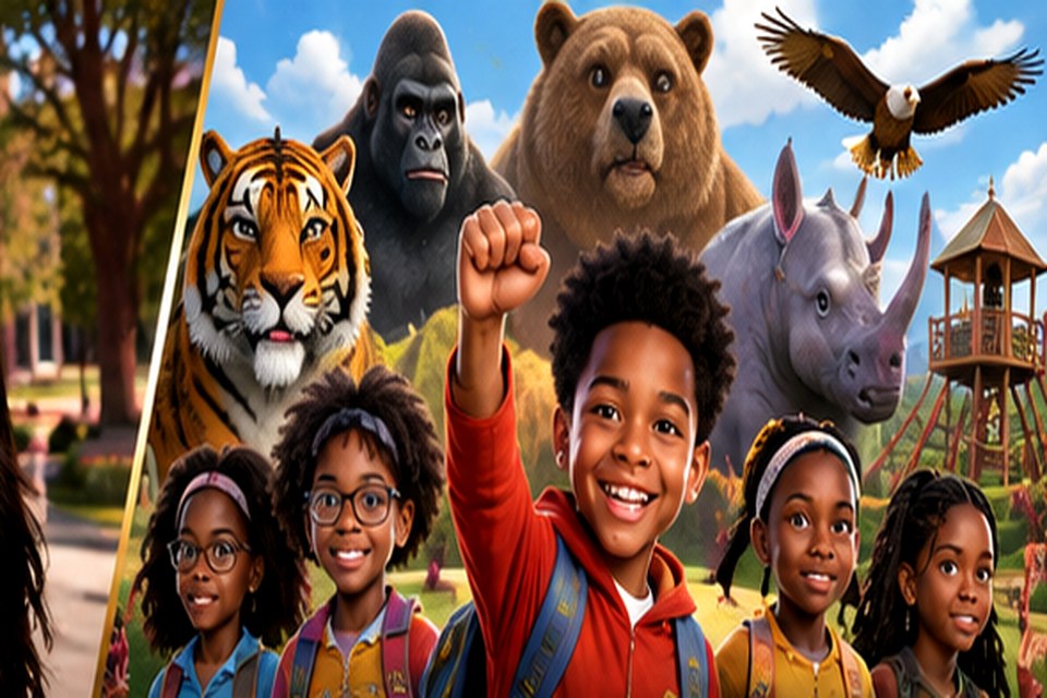 Children on an imaginative adventure